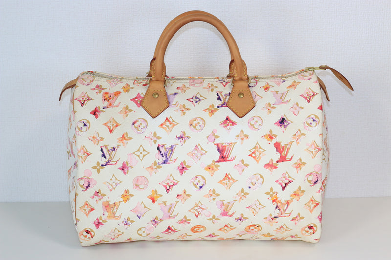 Louis Vuitton Limited Edition Aquarelle Watercolor Speedy 35 Handbag Used