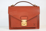 Louis Vuitton Epi Leather Monceau 2 Way Bag Kenya Brown Used