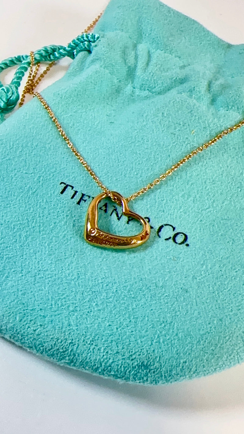 Tiffany & Co. Open Heart Necklace AU750/18KGold Used