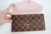 Louis Vuitton Damier Ebene Sarah Wallet Rose Ballerine Interior Used