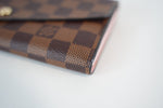 Louis Vuitton Damier Ebene Sarah Wallet Rose Ballerine Interior Used