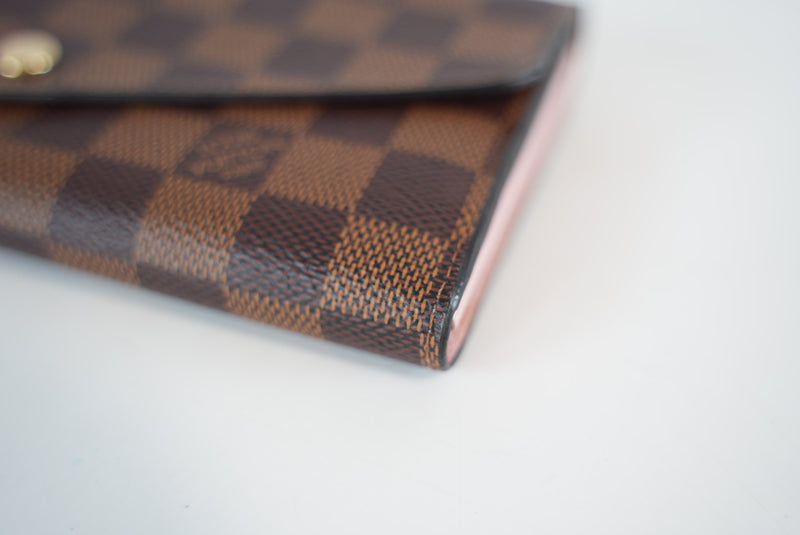 Louis Vuitton Damier Ebene Sarah Wallet Rose Ballerine Interior Used