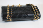 Vintage CHANEL Small Double Flap Matelasse Lambskin Chain Shoulder Bag Used