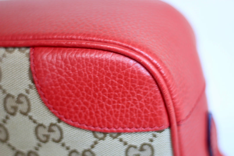 Gucci Bree GG Canvas Crossbody Bag Red Used