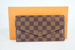 Louis Vuitton Damier Ebene Sarah Wallet Rose Ballerine Interior Used