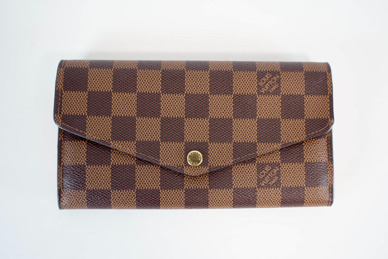 Louis Vuitton Damier Ebene Sarah Wallet Rose Ballerine Interior Used
