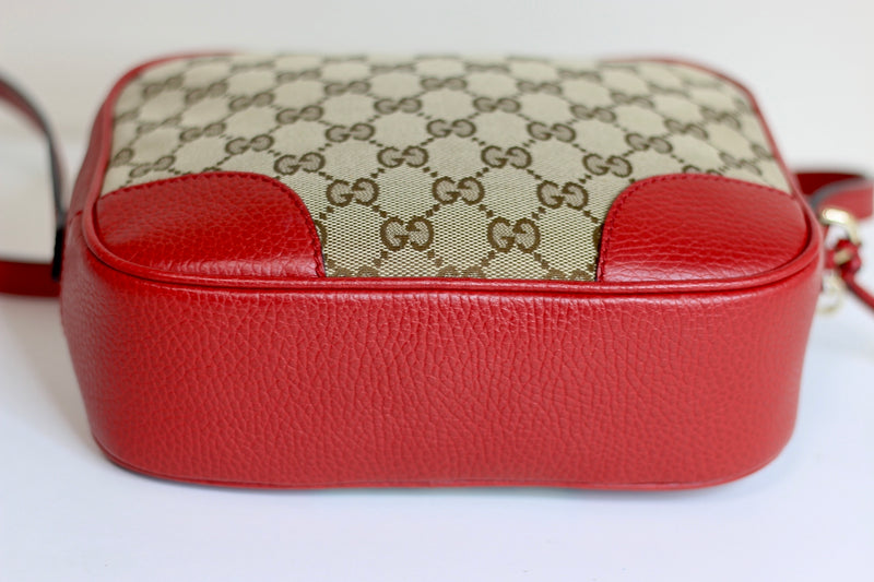 Gucci Bree GG Canvas Crossbody Bag Red Used