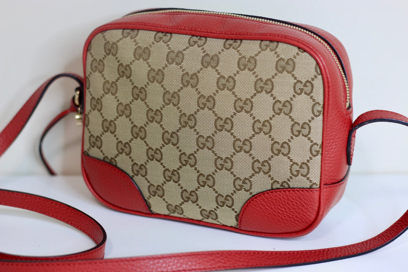 Gucci Bree GG Canvas Crossbody Bag Red Used