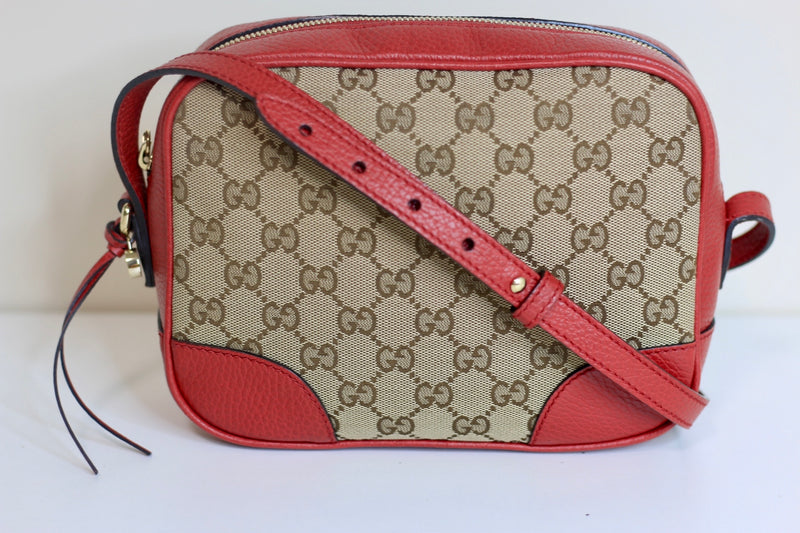 Gucci Bree GG Canvas Crossbody Bag Red Used