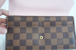 Louis Vuitton Damier Ebene Sarah Wallet Rose Ballerine Interior Used