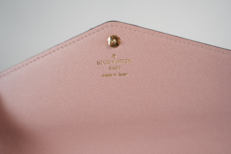 Louis Vuitton Damier Ebene Sarah Wallet Rose Ballerine Interior Used