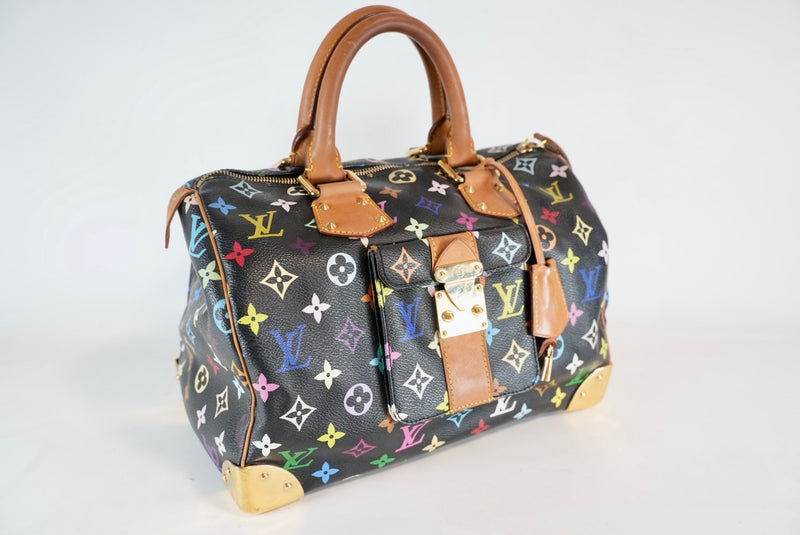 Louis Vuitton X Takashi Murakami Monogram Multicolor Speedy 30 Noir Used