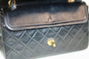 Vintage CHANEL Small Double Flap Matelasse Lambskin Chain Shoulder Bag Used