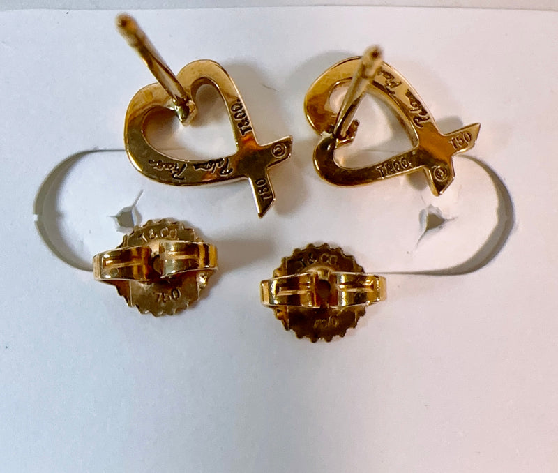 Tiffany & Co. Loving Heart K18 Gold Earrings Used