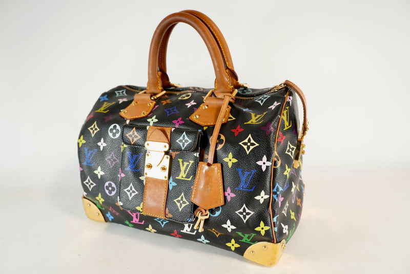 Louis Vuitton X Takashi Murakami Monogram Multicolor Speedy 30 Noir Used