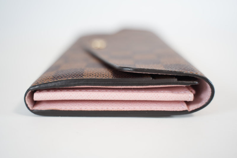 Louis Vuitton Damier Ebene Sarah Wallet Rose Ballerine Interior Used