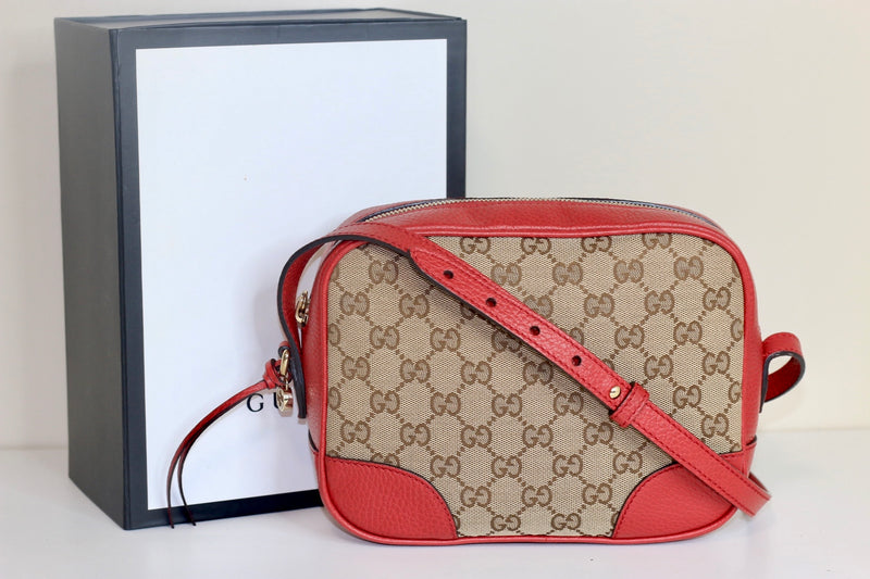 Gucci Bree GG Canvas Crossbody Bag Red Used