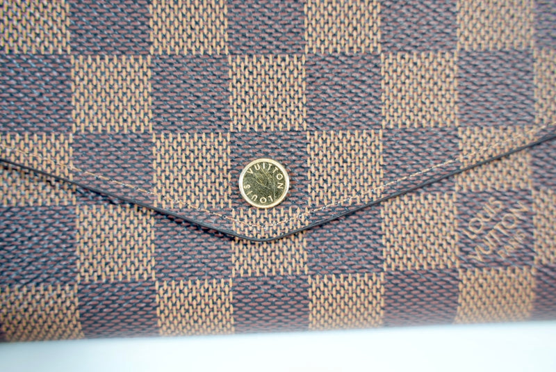 Louis Vuitton Damier Ebene Sarah Wallet Rose Ballerine Interior Used