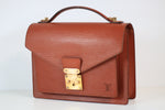 Louis Vuitton Epi Leather Monceau 2 Way Bag Kenya Brown Used