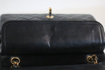 Vintage CHANEL Small Double Flap Matelasse Lambskin Chain Shoulder Bag Used