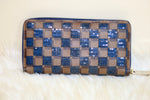 Damier Ebene Paillets Blue Sequin Zippy Wallet