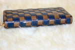 Damier Ebene Paillets Blue Sequin Zippy Wallet