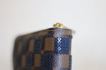 Damier Ebene Paillets Blue Sequin Zippy Wallet