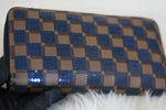 Damier Ebene Paillets Blue Sequin Zippy Wallet